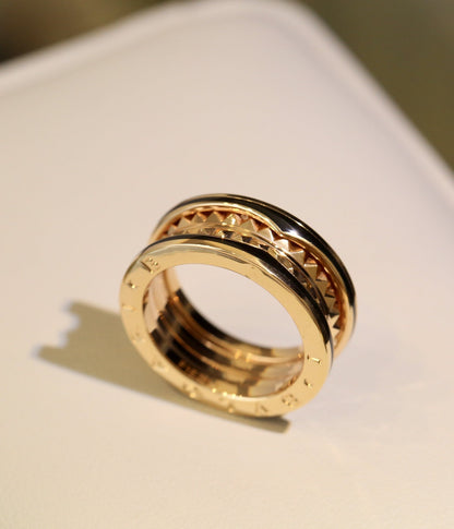 [Panda Jewelry]ZERO 1 PINK GOLD BLACK CERAMIC RING
