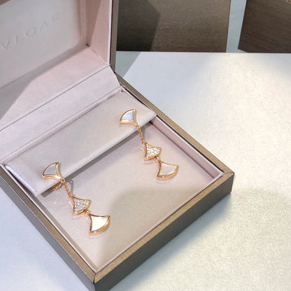 [Panda Jewelry]DREAM EARRINGS 3 MOTIFS DIAMOND MOP PINK GOLD