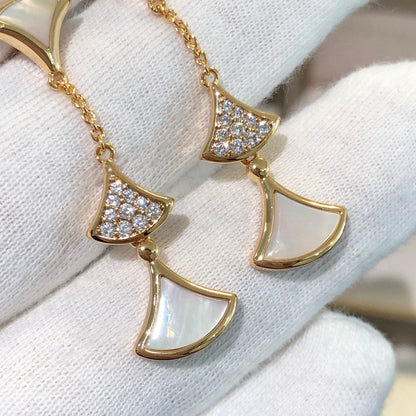 [Panda Jewelry]DREAM EARRINGS 3 MOTIFS DIAMOND MOP PINK GOLD