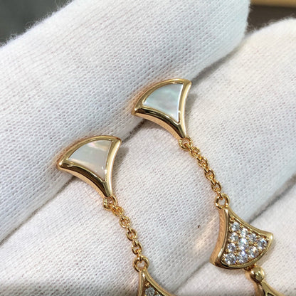 [Panda Jewelry]DREAM EARRINGS 3 MOTIFS DIAMOND MOP PINK GOLD