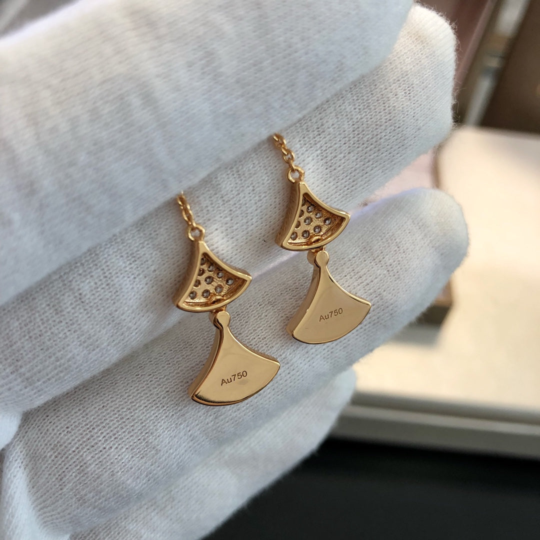 [Panda Jewelry]DREAM EARRINGS 3 MOTIFS DIAMOND MOP PINK GOLD