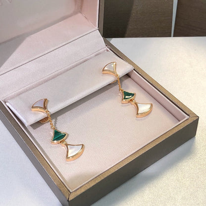 [Panda Jewelry]DREAM EARRINGS 3 MOTIFS MALACHITE MOP PINK GOLD