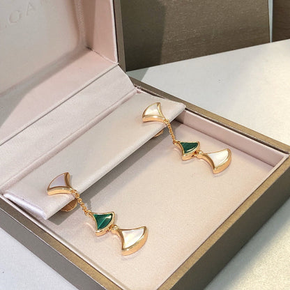 [Panda Jewelry]DREAM EARRINGS 3 MOTIFS MALACHITE MOP PINK GOLD