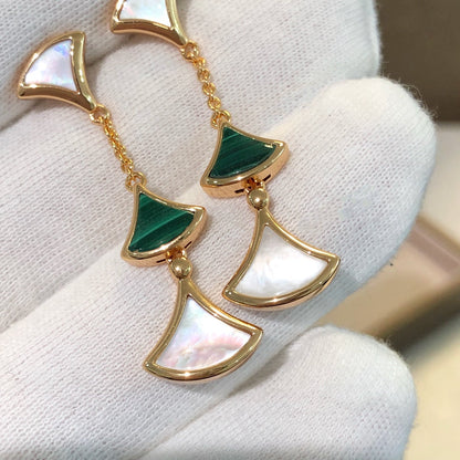 [Panda Jewelry]DREAM EARRINGS 3 MOTIFS MALACHITE MOP PINK GOLD