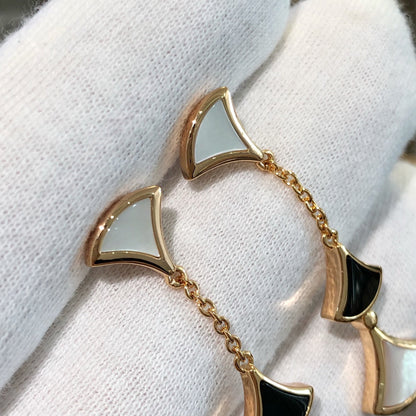 [Panda Jewelry]DREAM EARRINGS 3 MOTIFS ONYX MOP PINK GOLD