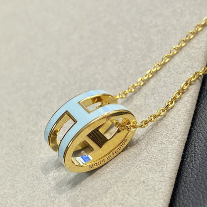 [Panda Jewelry]POP H LIGHT BLUE NECKLACE