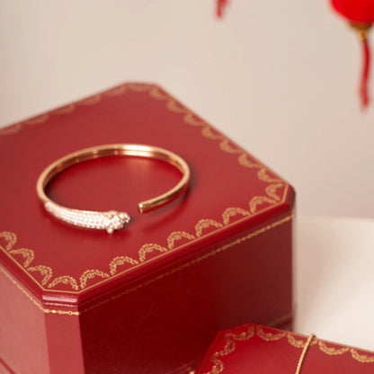 [Panda Jewelry]PANTHERE ROSE GOLD DIAMOND OPEN BRACELET