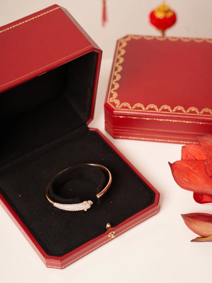 [Panda Jewelry]PANTHERE ROSE GOLD DIAMOND OPEN BRACELET
