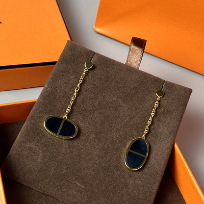 [Panda Jewelry]CHAINE VERSO BLACK CERAMIC EARRINGS