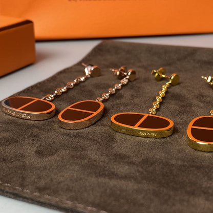 [Panda Jewelry]CHAINE VERSO BLACK CERAMIC EARRINGS