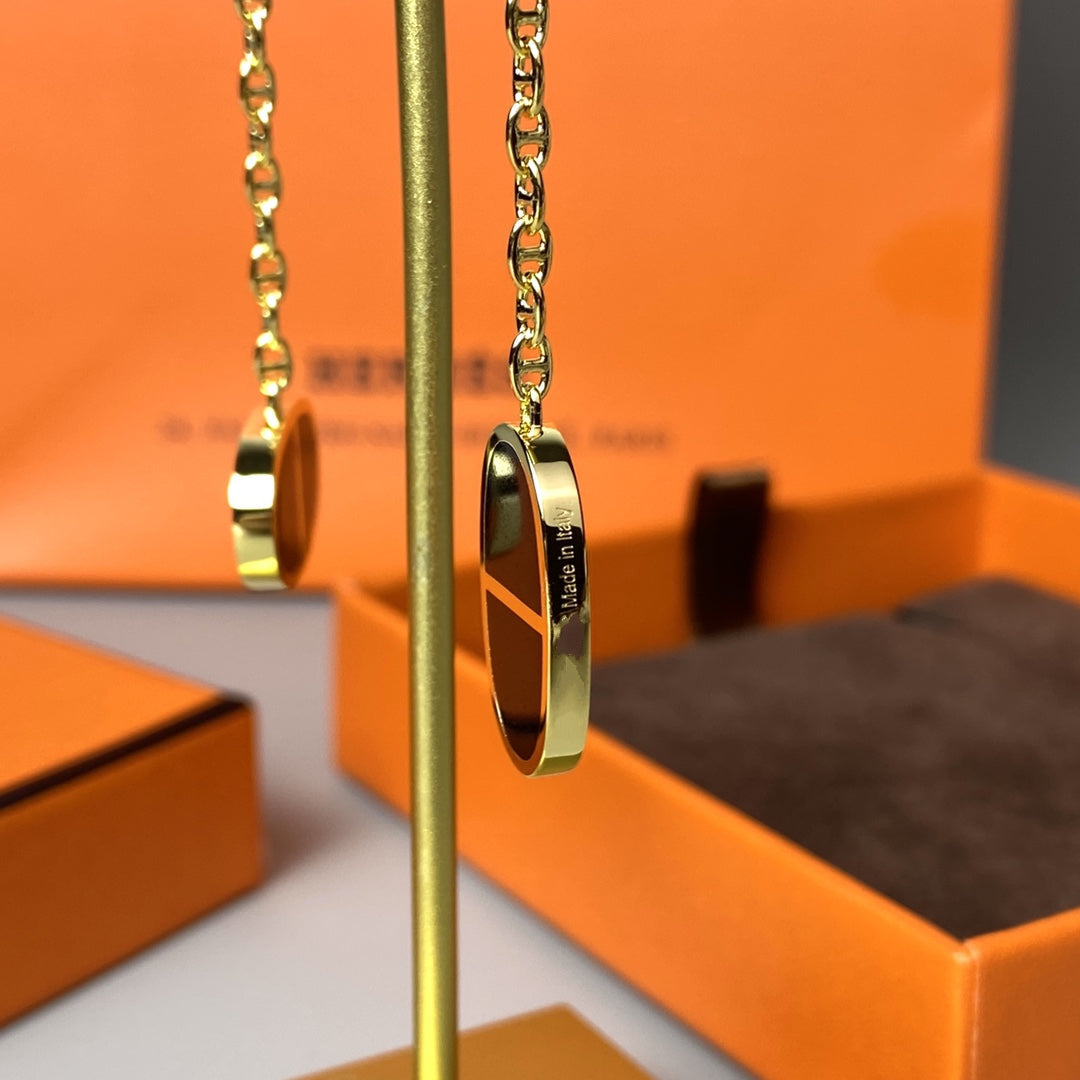[Panda Jewelry]CHAINE VERSO BLACK CERAMIC EARRINGS