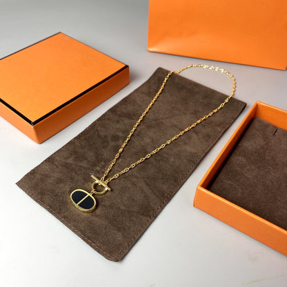 [Panda Jewelry]CHAINE VERSO BLACK CERAMIC NECKLACE