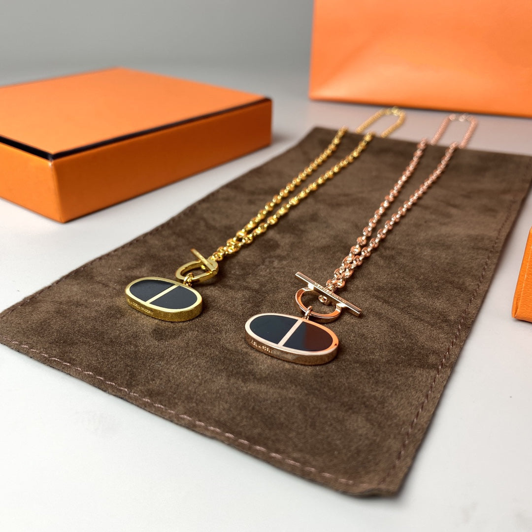 [Panda Jewelry]CHAINE VERSO BLACK CERAMIC NECKLACE