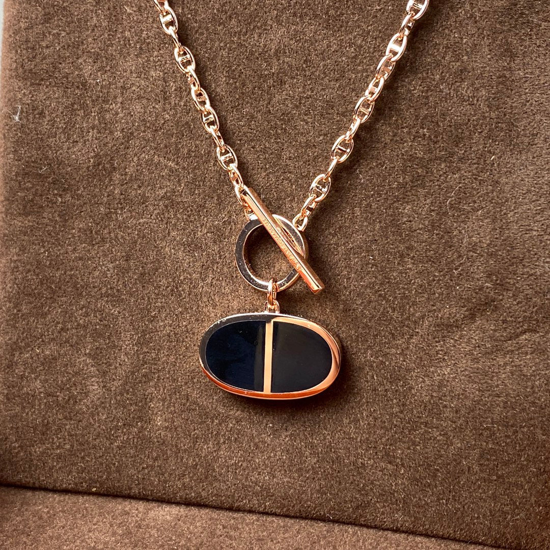 [Panda Jewelry]CHAINE VERSO BLACK CERAMIC NECKLACE