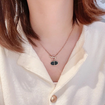 [Panda Jewelry]CHAINE VERSO BLACK CERAMIC NECKLACE