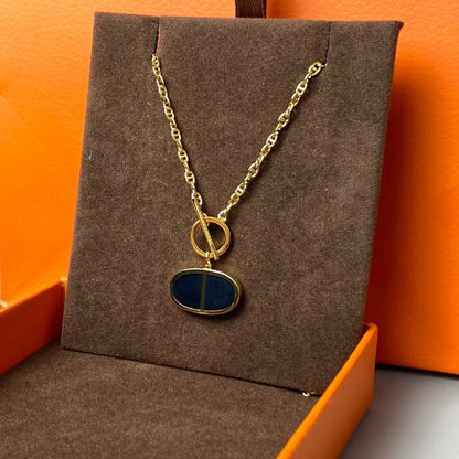 [Panda Jewelry]CHAINE VERSO BLACK CERAMIC NECKLACE
