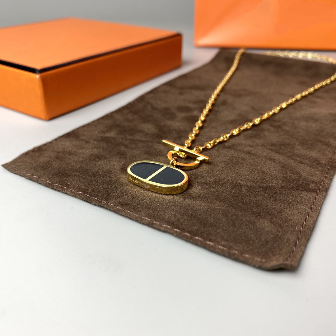 [Panda Jewelry]CHAINE VERSO BLACK CERAMIC NECKLACE