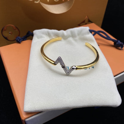 [Panda Jewelry]VOLTE UPSITE DOWN DIAMOND GOLD OPEN BRACELET
