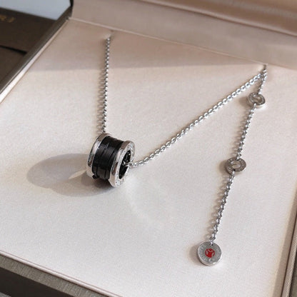 [Panda Jewelry]ZERO 1 BLACK CERAMIC SILVER NECKLACE