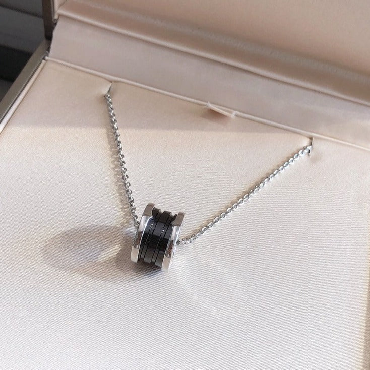 [Panda Jewelry]ZERO 1 BLACK CERAMIC SILVER NECKLACE