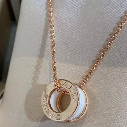[Panda Jewelry]ZERO 1 WHITE CERAMIC PINK GOLD NECKLACE