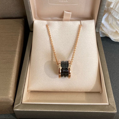 [Panda Jewelry]ZERO 1 BLACK CERAMIC PINK GOLD NECKLACE