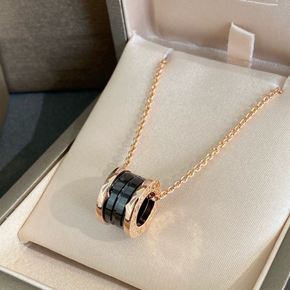 [Panda Jewelry]ZERO 1 BLACK CERAMIC PINK GOLD NECKLACE