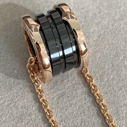 [Panda Jewelry]ZERO 1 BLACK CERAMIC PINK GOLD NECKLACE