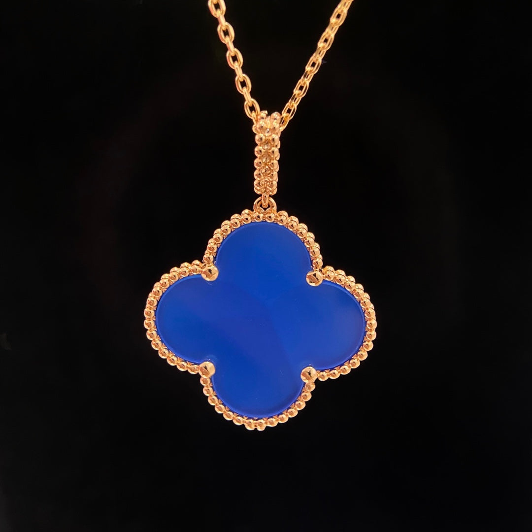 [Panda Jewelry]CLOVER 25MM NECKLACE TURQUOISE ROSE GOLD