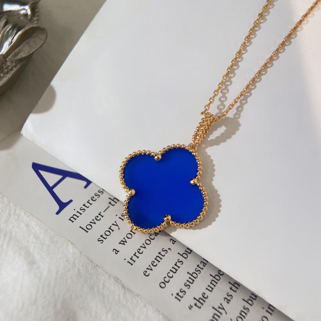 [Panda Jewelry]CLOVER 25MM NECKLACE TURQUOISE ROSE GOLD