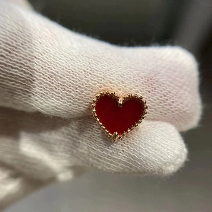 [Panda Jewelry]HEART CARNELIAN STUD EARRINGS