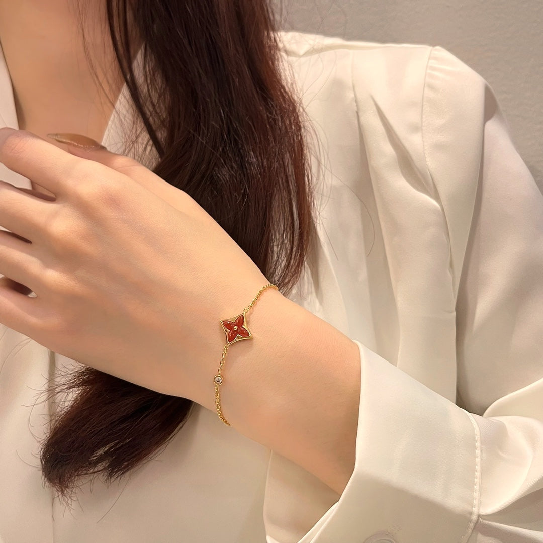 [Panda Jewelry]COLOR STAR CARNELIAN PINK GOLD DIAMOND BRACELET
