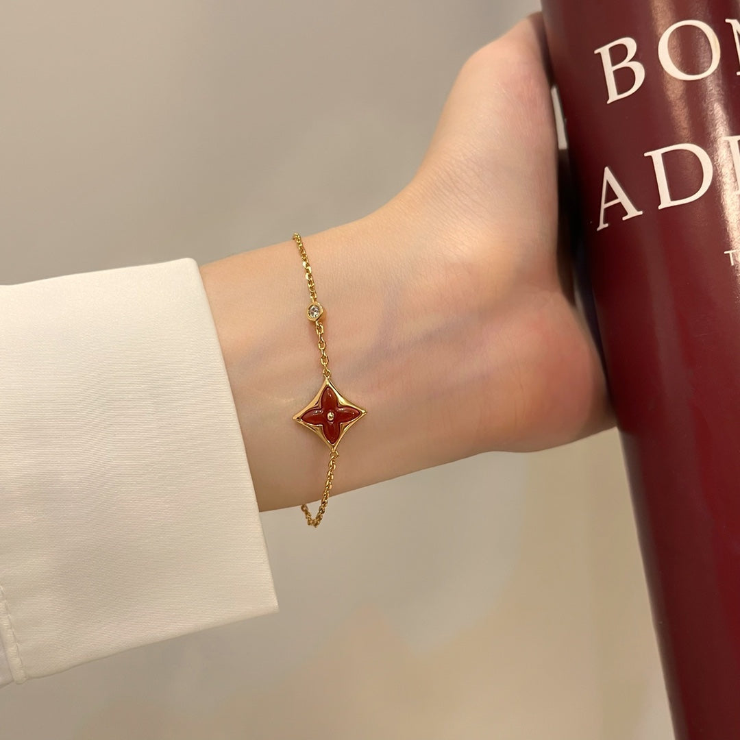 [Panda Jewelry]COLOR STAR CARNELIAN PINK GOLD DIAMOND BRACELET