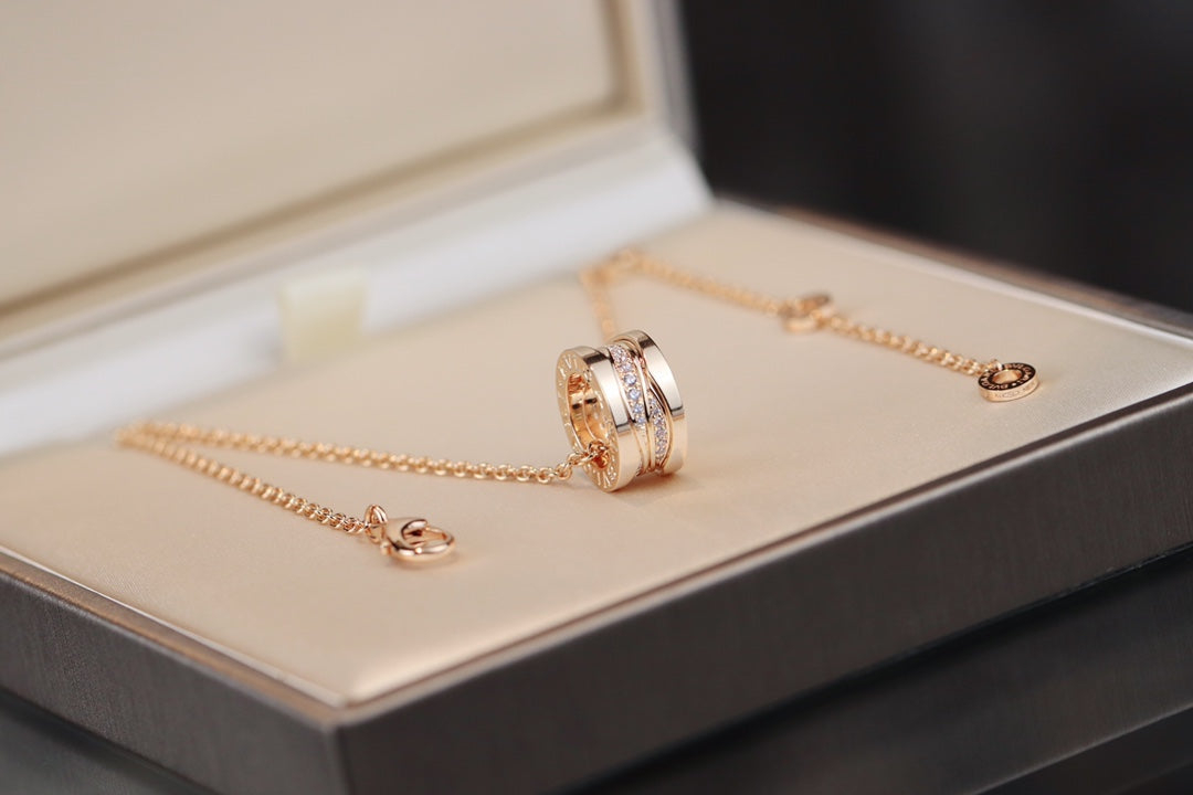 [Panda Jewelry]ZERO 1 PINK GOLD DIAMOND NECKLACE