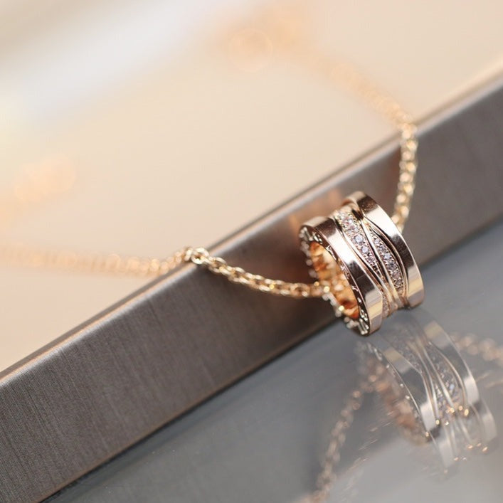 [Panda Jewelry]ZERO 1 PINK GOLD DIAMOND NECKLACE