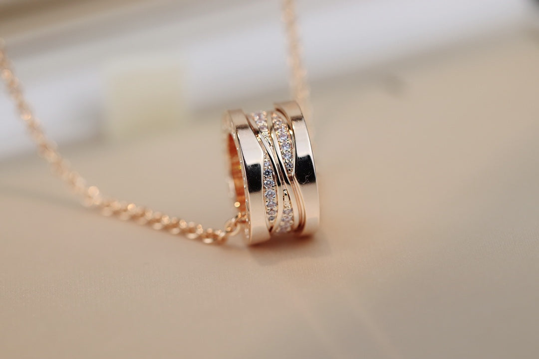 [Panda Jewelry]ZERO 1 PINK GOLD DIAMOND NECKLACE