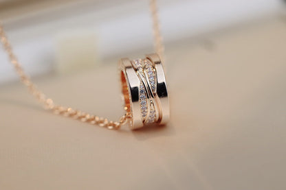 [Panda Jewelry]ZERO 1 PINK GOLD DIAMOND NECKLACE