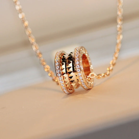 [Panda Jewelry]ZERO 1 ROCK PEDANT PINK GOLD NECKLACE