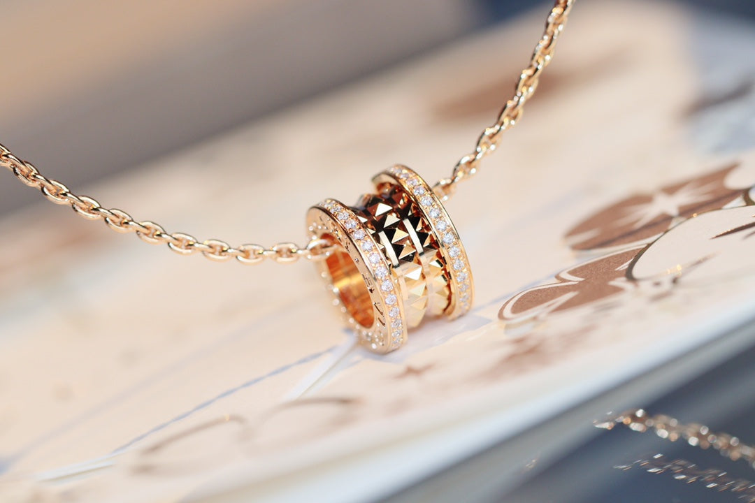 [Panda Jewelry]ZERO 1 ROCK PEDANT PINK GOLD NECKLACE