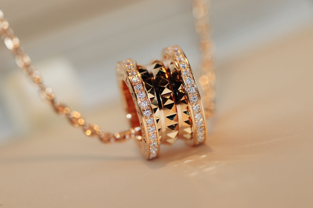 [Panda Jewelry]ZERO 1 ROCK PEDANT PINK GOLD NECKLACE