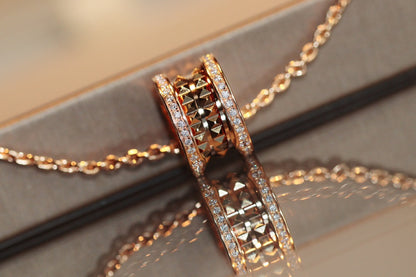 [Panda Jewelry]ZERO 1 ROCK PEDANT PINK GOLD NECKLACE