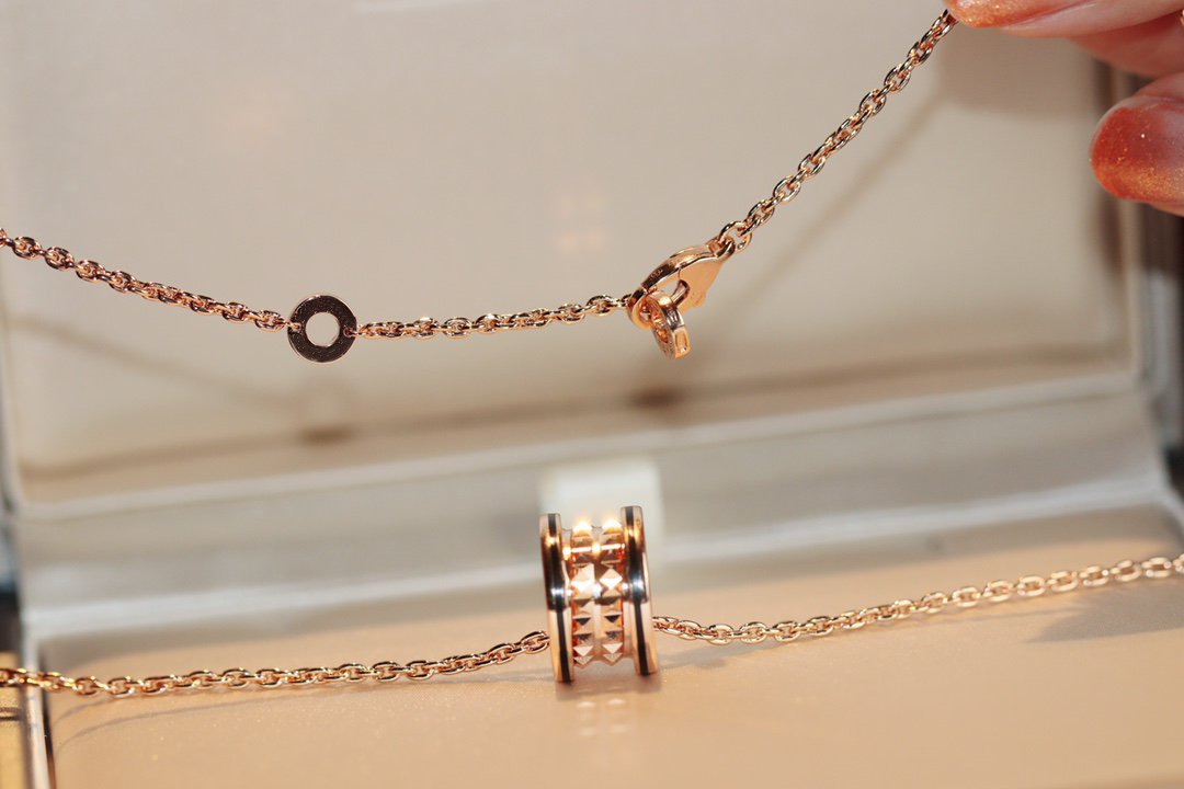 [Panda Jewelry]ZERO 1 ROCK PEDANT PINK GOLD BLACK NECKLACE
