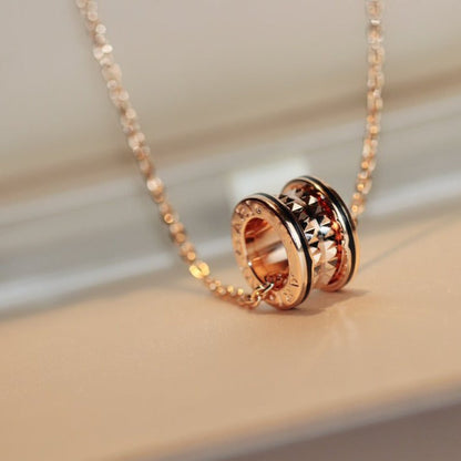 [Panda Jewelry]ZERO 1 ROCK PEDANT PINK GOLD BLACK NECKLACE