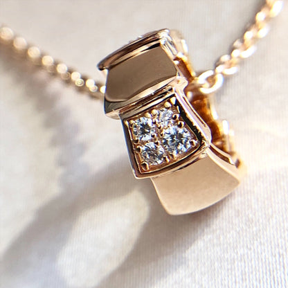 [Panda Jewelry]SERPENTI PEDANT DIAMOND PINK GOLD NECKLACE