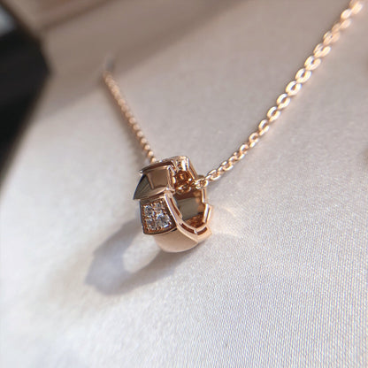 [Panda Jewelry]SERPENTI PEDANT DIAMOND PINK GOLD NECKLACE