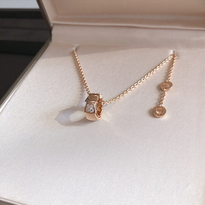 [Panda Jewelry]SERPENTI PEDANT DIAMOND PINK GOLD NECKLACE