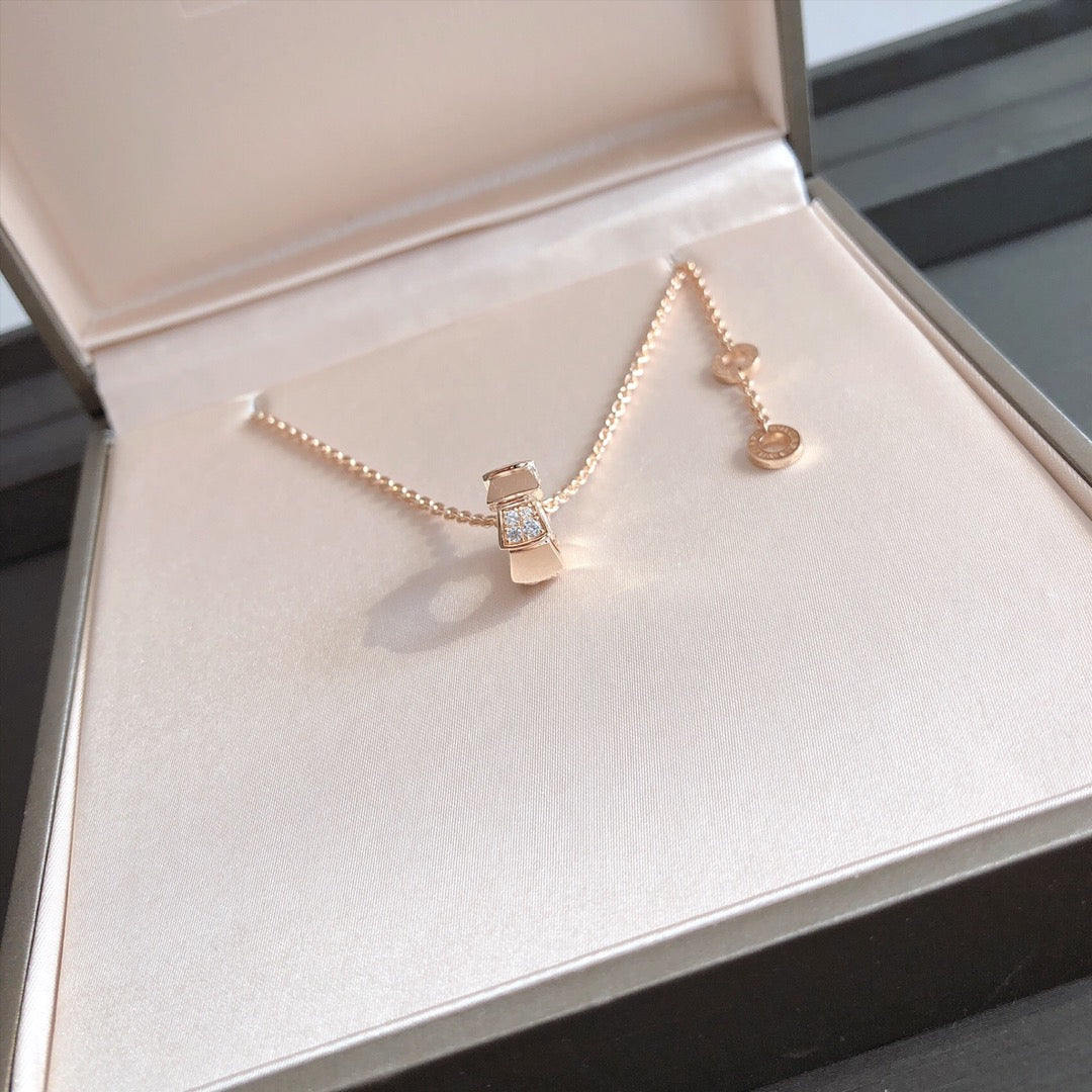 [Panda Jewelry]SERPENTI PEDANT DIAMOND PINK GOLD NECKLACE
