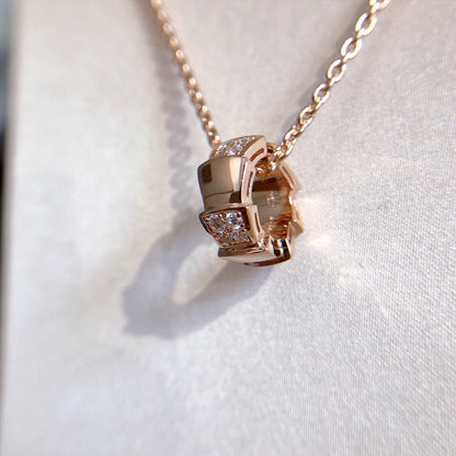 [Panda Jewelry]SERPENTI PEDANT DIAMOND PINK GOLD NECKLACE