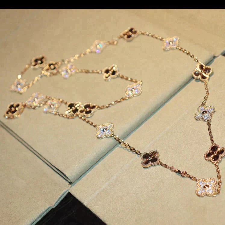 [Panda Jewelry]CLOVER 20 MOTIFS LASER DIAMOND NECKLACE
