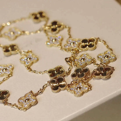 [Panda Jewelry]CLOVER 20 MOTIFS LASER DIAMOND NECKLACE